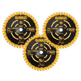 3 x Dewalt DT10303 Circular Saw Blades 184 x 16 x 40T Extreme Framing DWE560