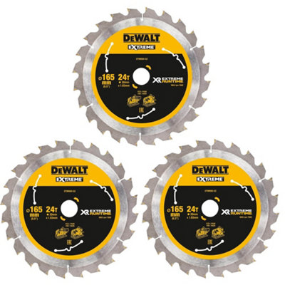 3 X Dewalt DT99560 165mm x 20mm 24T Extreme Runtime FlexVolt Plunge Saw Blades