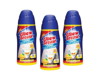3 x Elbow Grease Foaming Toilet Cleaner Limescale Remover Lemon Fresh Granules 500g