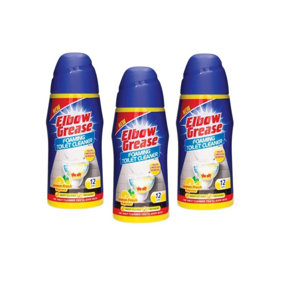 3 x Elbow Grease Foaming Toilet Cleaner Limescale Remover Lemon Fresh Granules 500g