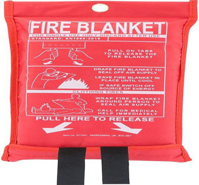 3 X Fire Blanket Home Safety Large Quick Release Protection 1M X 1M In Bag Work