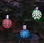 3 x Hanging Solar Powered Colour Changing Ball Lights - Outdoor Decorative Garden Lanterns, Each 14.5 x 8cm Dia.