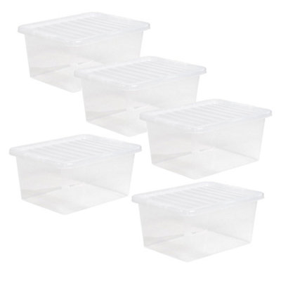 3 x Heavy Duty Multipurpose 12 Litre Home Office Clear Plastic Storage Containers With Lids