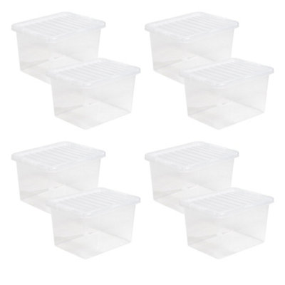 3 x Heavy Duty Multipurpose 27 Litre Home Office Clear Plastic Storage Containers With Lids