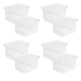 3 x Heavy Duty Multipurpose 27 Litre Home Office Clear Plastic Storage Containers With Lids