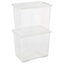 3 x Heavy Duty Multipurpose 80 Litre Home Office Clear Plastic Storage Containers With Lids