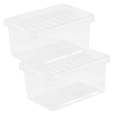 3 x Home Office Clear 22 Litre Transparent Plastic Storage Containers With Lids