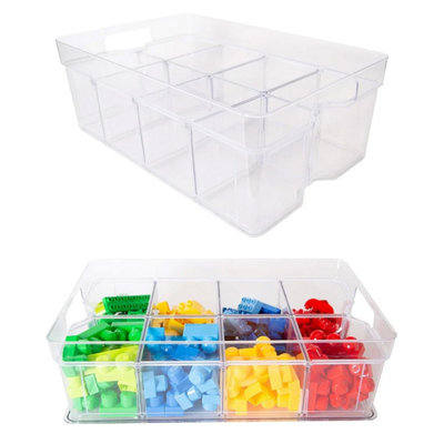 3 x Large (55x35x12.5cm) Adjustable & Stackable Storage Organisers With Modular Compartments For Crafts & Beads