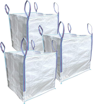 3 x LARGE Bulk Bag - 90x90x90cm - Heavy Duty Skip Bag - Ton Bag - Tonne ...