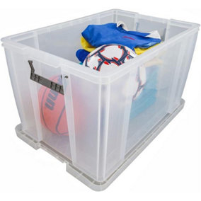 3 x Large Clear Stackable Nestable 10 Litre Storage Containers With Clip Locked Lids & Strong Handles