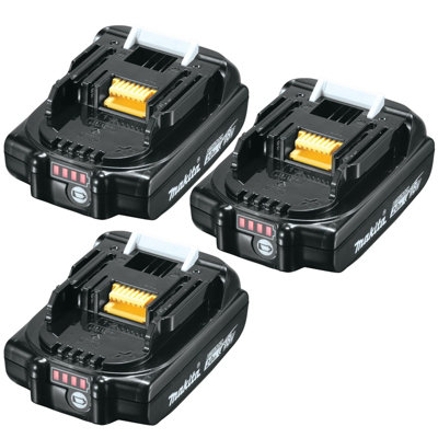 3 x Makita BL1820B 18v Lithium Ion 2.0ah Batteries - BL1820 Battery Indicator