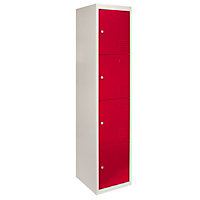 3 x Metal Storage Lockers - Four Doors, Red