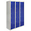 3 x Metal Storage Lockers - Six Doors, Blue