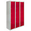 3 x Metal Storage Lockers - Six Doors, Red