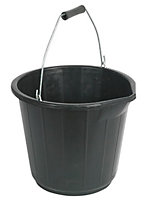 3 x PEGDEV - PDL - Black Builders Buckets, Made in the U.K. - Perfect for Construction, Animal Feed, and More (3 Gallon)