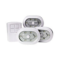3 x Remote Control LED Lights - 35 Lumen Battery Powered Home Lighting with 10m Wireless Range, 30 Min Timer & 2 Brightness Levels