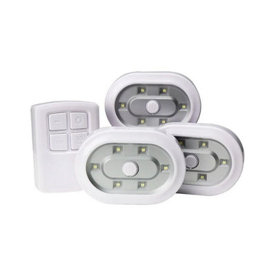 3 x Remote Control LED Lights - 35 Lumen Battery Powered Home Lighting with 10m Wireless Range, 30 Min Timer & 2 Brightness Levels