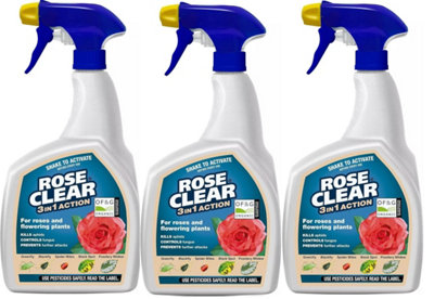 3 x Rose Clear Ultra Gun 3 In 1 Rose Bug Killer fugus Control - 1 Litre