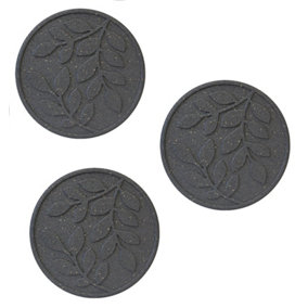 3 x Round Grey Leaf Stepping Stone 2x45x45cm