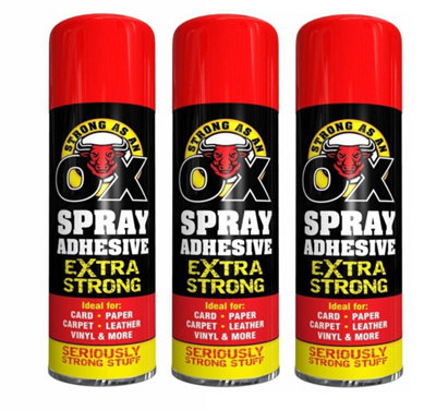 3 x SAAO Extra Strong Spray Adhesive Glue For Carpet Tile Craft Fabric  500ML