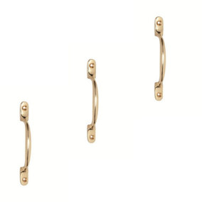 3 X SASH PULL HANDLE POLISHED BRASS - 6 INCH (PACK OF 3)