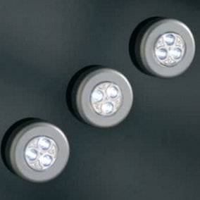 3 x Stick N Click LED Lights - Battery Powered Lighting for Cupboards, Lofts, Caravans, Sheds & More