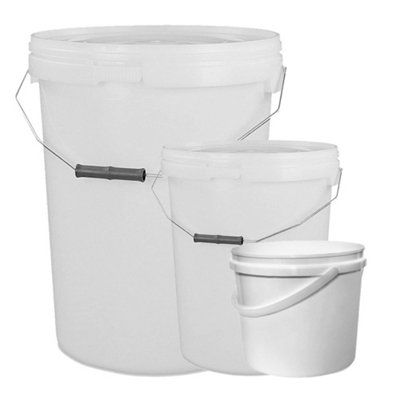 3 x Strong Heavy Duty 20L White Multi-Purpose Plastic Storage Buckets ...