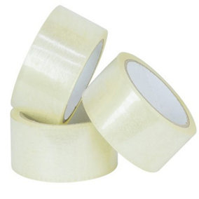 3 x Strong Sticky Clear Transparent 50mm x 66m Parcel Packaging Tape