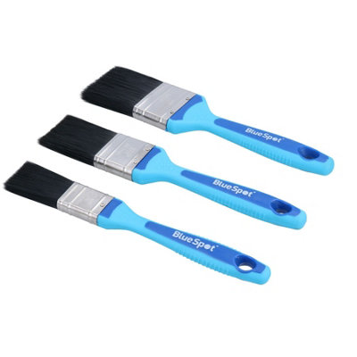 3 x Synthetic Paint Brush Painting + Decorating Brushes Rubber Grip Handle 1" - 2"