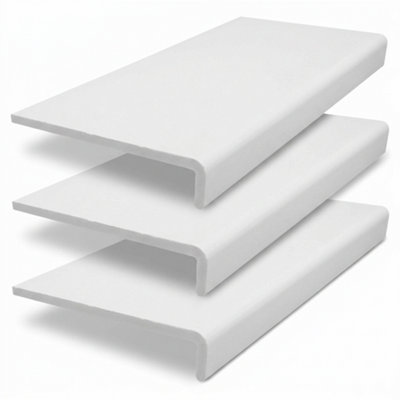 3 x uPVC Bullnose Window Board, Internal Window Sill Capping, White ...
