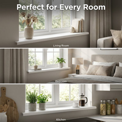 3 x uPVC Bullnose Window Board, Internal Window Sill Capping, White ...
