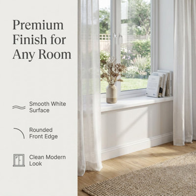 3 x uPVC Bullnose Window Board, Internal Window Sill Capping, White ...