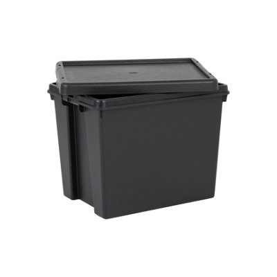 3 x Wham Bam 24L Stackable Recycled Plastic Storage Box & Lid Black