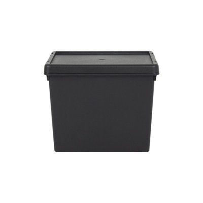 3 x Wham Bam 24L Stackable Recycled Plastic Storage Box & Lid Black - 3