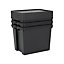 3 x Wham Bam 24L Stackable Recycled Plastic Storage Box & Lid Black