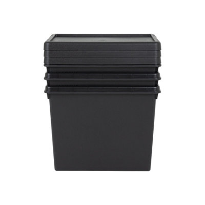 3 x Wham Bam 24L Stackable Recycled Plastic Storage Box & Lid Black - 5