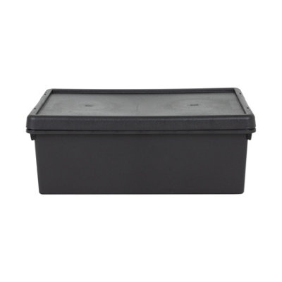 3 x Wham Bam 36L Stackable Recycled Plastic Storage Box & Lid Black - 3