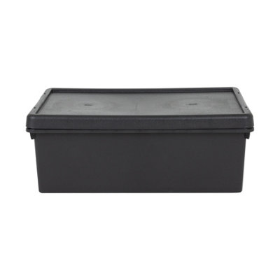 3 x Wham Bam 36L Stackable Recycled Plastic Storage Box & Lid Black