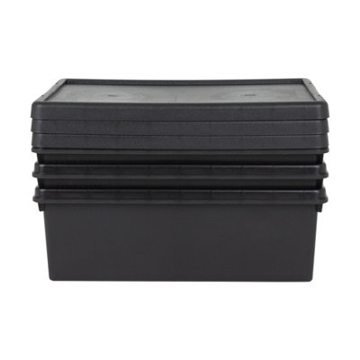 3 x Wham Bam 36L Stackable Recycled Plastic Storage Box & Lid Black - 5