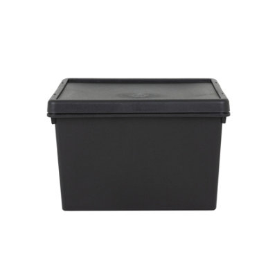 3 x Wham Bam 45L Stackable Recycled Plastic Storage Box & Lid Black - 3