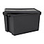 3 x Wham Bam 62L Stackable Recycled Plastic Storage Box & Lid Black