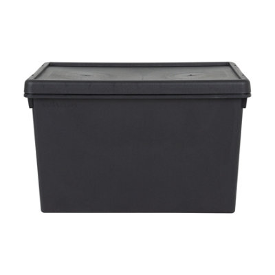 3 x Wham Bam 62L Stackable Recycled Plastic Storage Box & Lid Black - 3