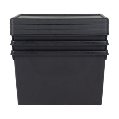 3 x Wham Bam 62L Stackable Recycled Plastic Storage Box & Lid Black - 5