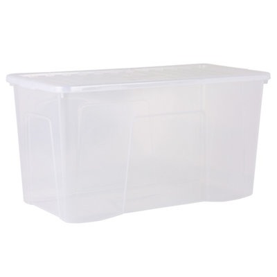 3 x Wham Crystal 110L Stackable Plastic Storage Box & Lid Clear