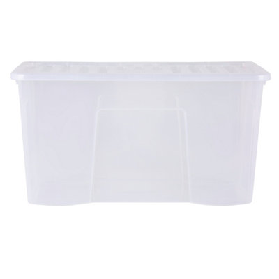 3 x Wham Crystal 110L Stackable Plastic Storage Box & Lid Clear - 3