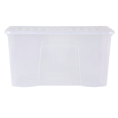 3 x Wham Crystal 110L Stackable Plastic Storage Box & Lid Clear