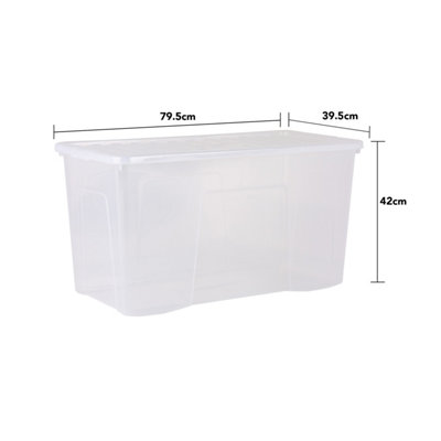 3 x Wham Crystal 110L Stackable Plastic Storage Box & Lid Clear - 5