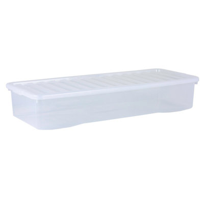 3 x Wham Crystal 55L Stackable Plastic Storage Box & Lid Clear