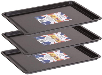 3 X Wham Non-Stick Baking Tray Bakeware Oven Sheet Roasting Tin Pan Loaf 32cm