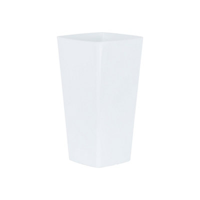 3 x Wham Studio 16cm Tall Square Plastic Planter Ice White